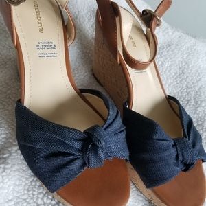 Liz Claiborne denim cork wedge sandals